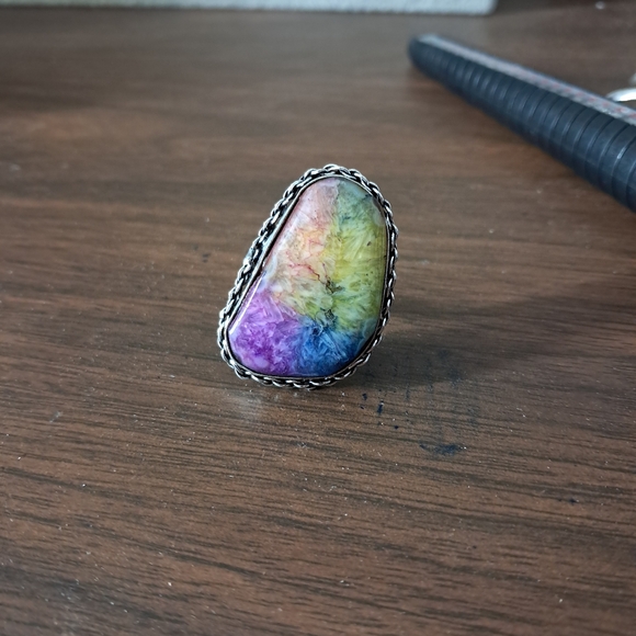 Rainbow Quartz Druzy Ring Size 7.5 - Picture 4 of 16